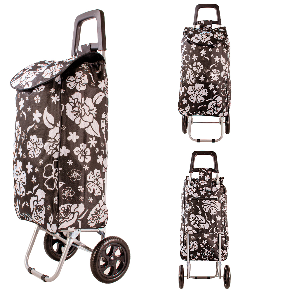 EV-431 BLACK & WHITE 2-WHEEL SHOPPING TROLLEY BAG